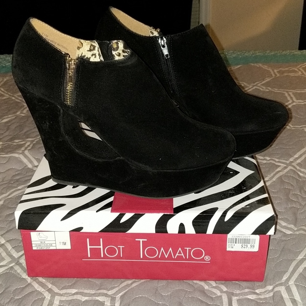 Faux Suede Wedge Bootie